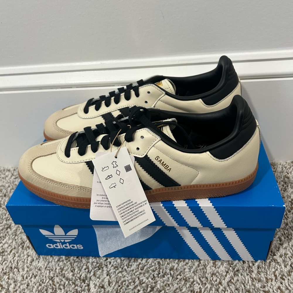 Adidas Women’s Beige and Black Sneakers - Picture 2 of 3